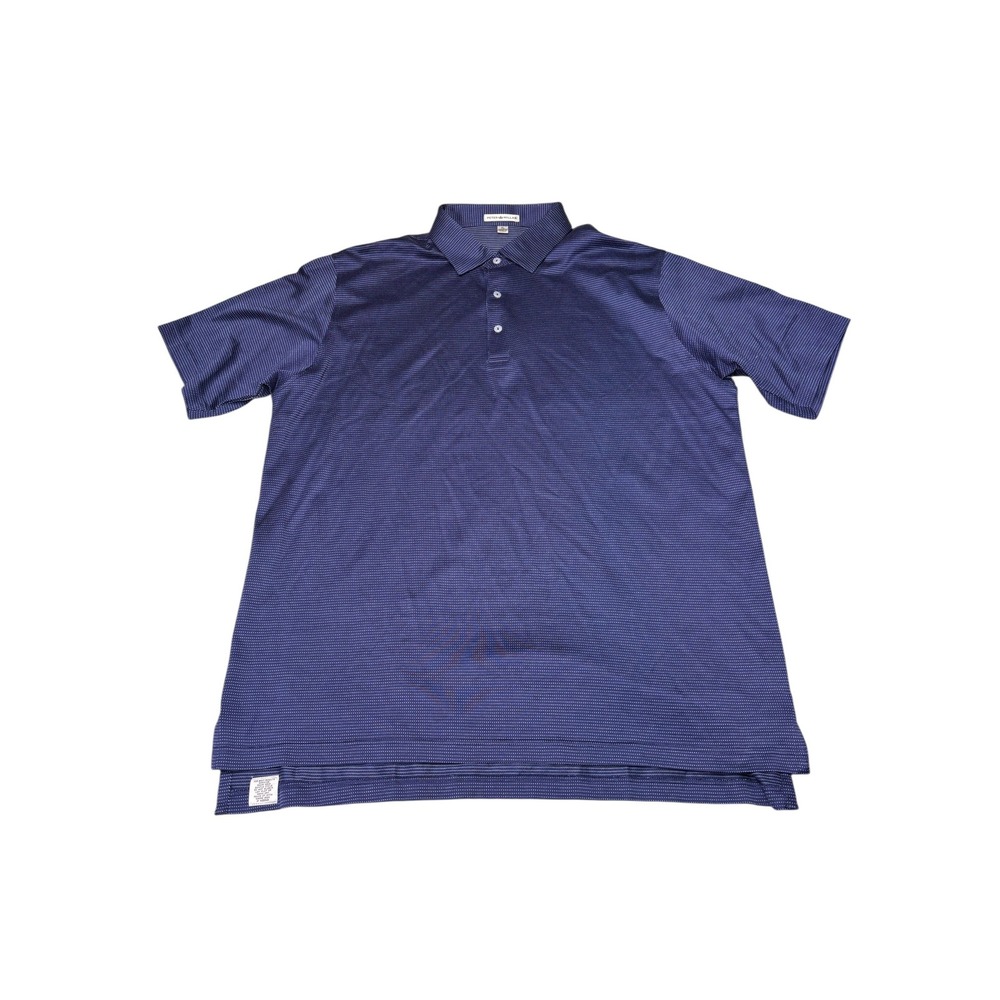 Peter Millar‎ Mens XL Blue White Dotted Stripe Cotton Short Sleeve Polo Shirt